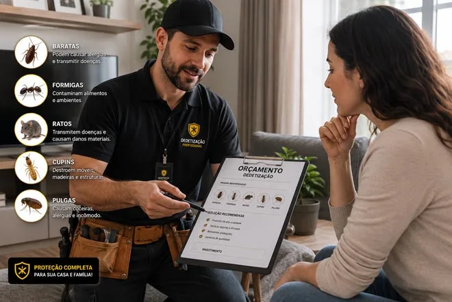 Técnico da TH Serviços - Dedetização 24h atendendo cliente